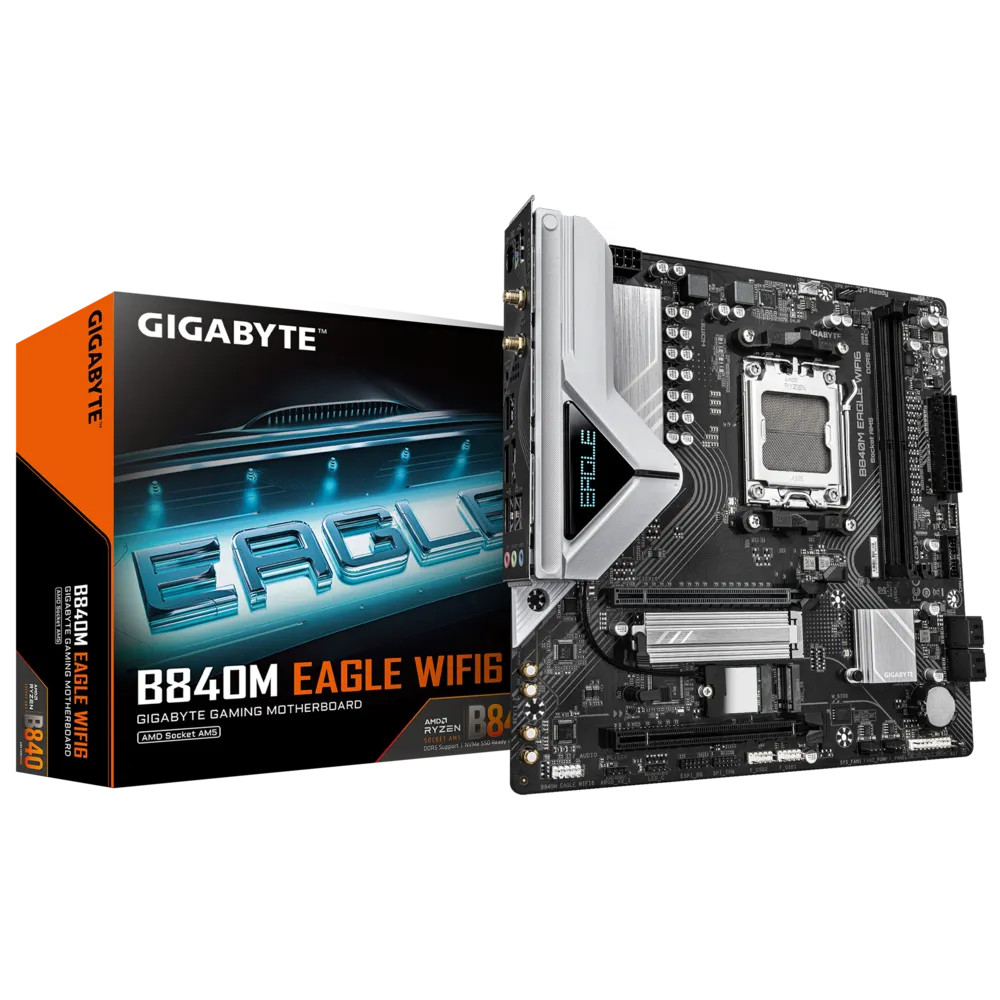 Gigabyte B840M EAGLE WiFi 6 Micro-ATX Gaming Motherboard – AMD AM5 Socket, Ryzen 9000/8000/7000 Support, DDR5 Memory, PCIe 4.0, Dual M.2, 2.5GbE LAN - B840M EAGLE WIFI6