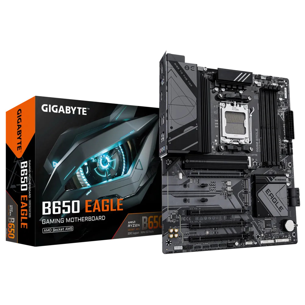 Gigabyte B650 EAGLE ATX Motherboard – AMD AM5 Socket, Ryzen 9000/8000/7000 Support, DDR5, PCIe 5.0 M.2, GbE LAN, USB 3.2 Gen2, HDMI/DP, RGB Fusion - AMD B650 Chipset