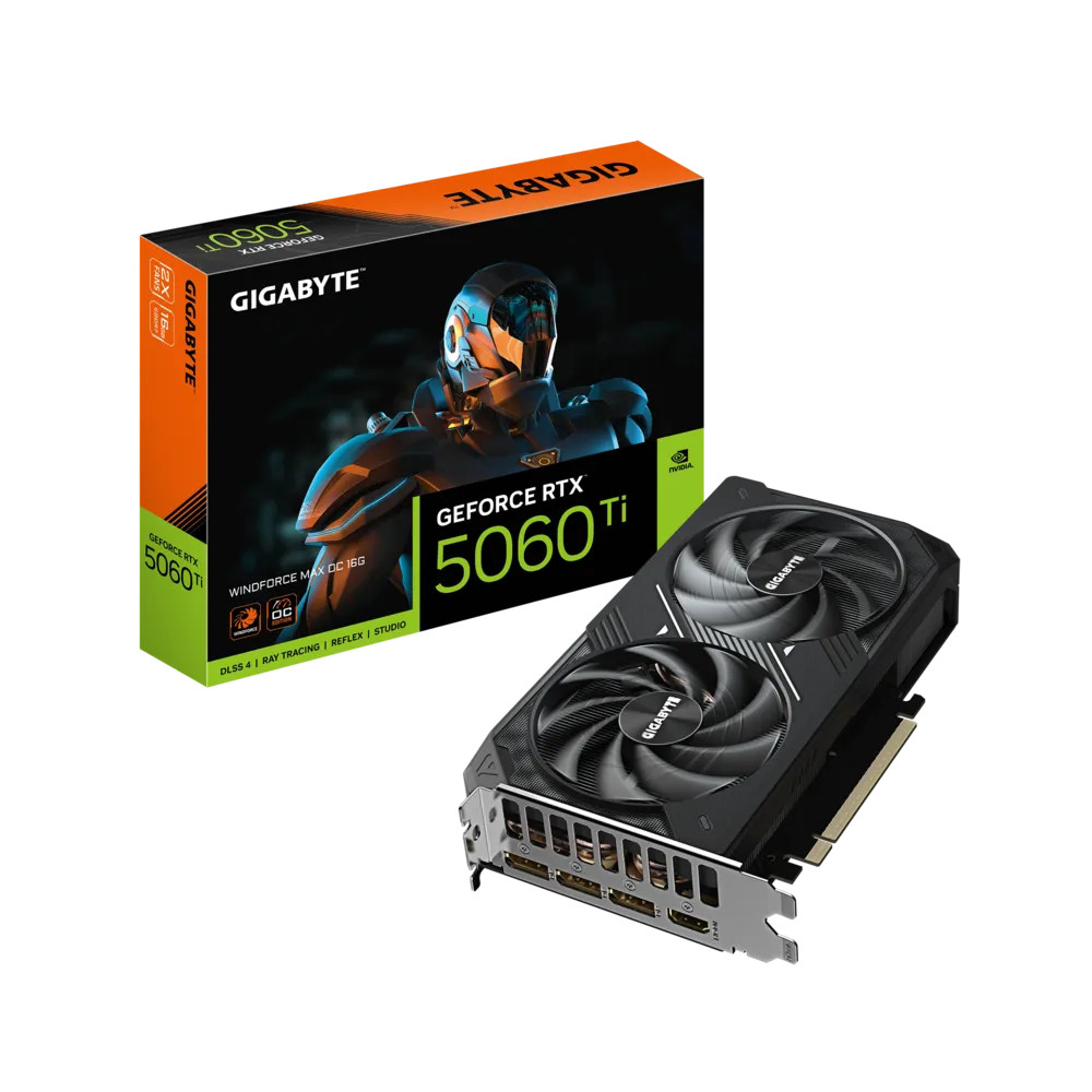 Gigabyte GeForce RTX 5060 Ti WINDFORCE MAX OC 16GB GDDR7 PCIe 5.0 Graphics Card Hawk Fan Cooling AI-Enhanced Performance - GV-N506TWF2MAX OC-16GD
