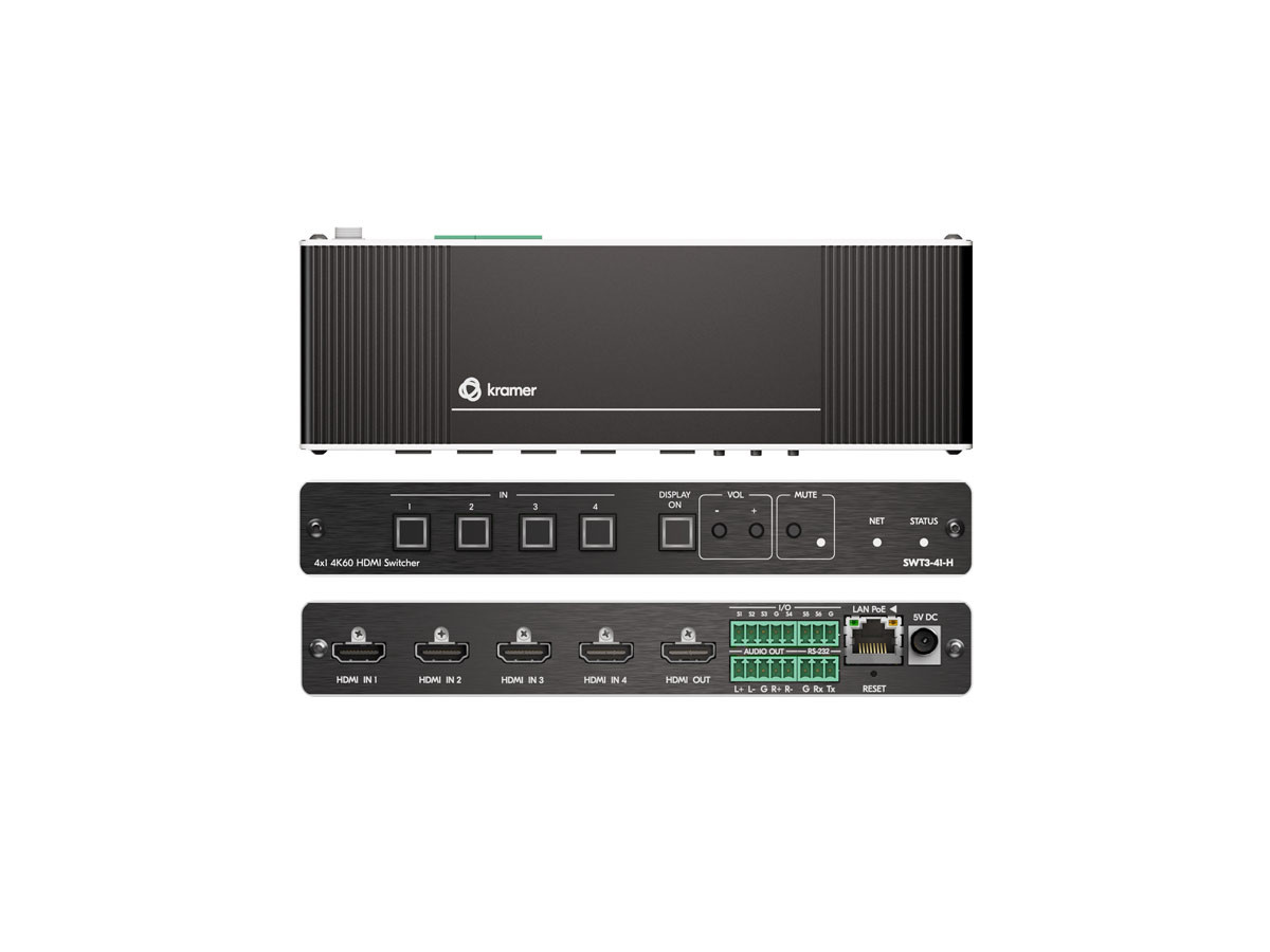 Kramer SWT3-41-H - video/audio switch - 4K60 - 4 x 1 - 4 ports - 20-80593190