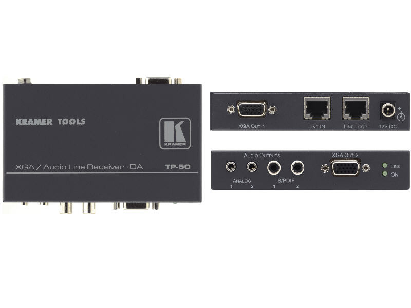 Kramer TP-50 1:2 XGA and Audio Receiver and Distribution Amplifier - TP-50