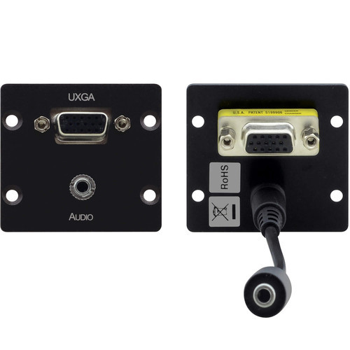 Kramer 85-70580399 15-Pin Sub-D HD & 3.5mm Plug Pass Through - Wall Plate Black - 85-70580399