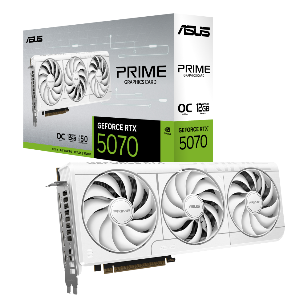 Asus Prime GeForce RTX 5070 White OC Edition 12GB GDDR7 Graphics Card - 90YV0M19-MVAA00