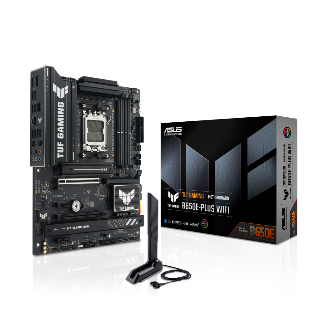 Asus TUF GAMING B650E-PLUS WIFI Motherboard – AMD AM5, Ryzen 9000/8000/7000 Support, DDR5, PCIe 5.0, Wi-Fi 6E, USB4, 12+2+1 Power Stages - 90MB1M20-MVAAY0