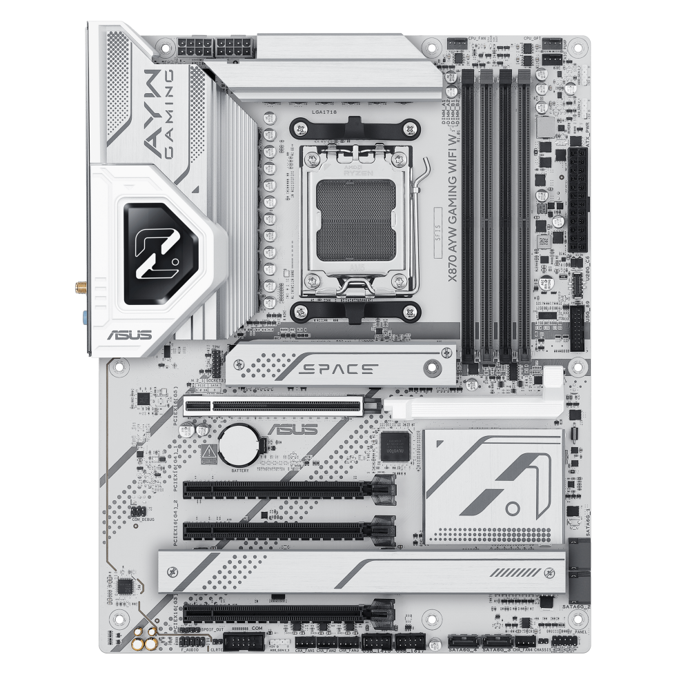 Asus X870 AYW GAMING WIFI W Motherboard – AMD AM5, Ryzen 9000/8000/7000 Support, DDR5, PCIe 5.0 - 90MB1LA0-MVAAY0