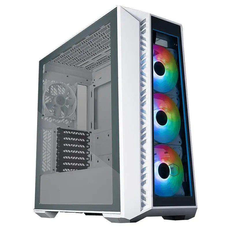 Cooler Master MasterBox 520 - Tempered Glass Front Panel - Three CF120 ARGB Fans Included - ARGB Controller Included - Removable Top Panel - Screwless & Tool-Free TG Side Panel - Removable HDD cage - MB520-WGNN-S01