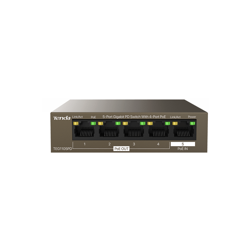 Tenda T5-PORT GIGABIT SWITCH 4PORT POE - TEG1105PD