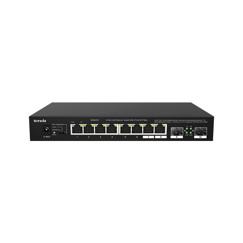 Tenda 8-Port 2.5G Ethernet Switch, High-speed Bandwidth, Extremely Fast Experience - TEM2010F
