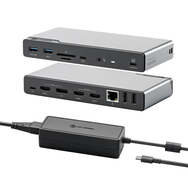 Alogic DV4 Universal Quad Display Docking Station with 100W Power Delivery - Power Adapter Included - DUCDV4-DCG1X100-USANZ