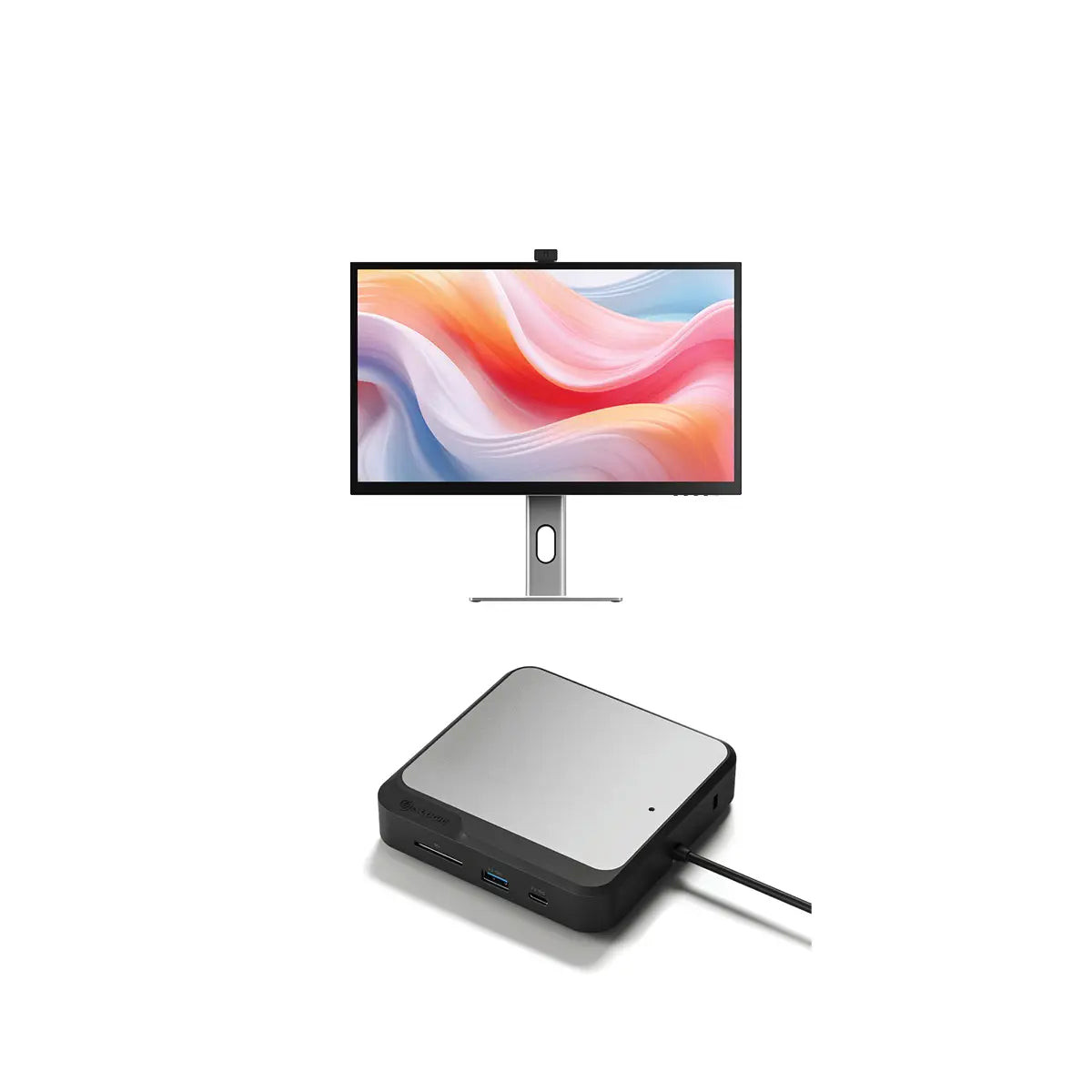 Alogic Clarity Pro 27" UHD 4K Monitor with 65W PD and Webcam + Dual 4K Universal Docking Station – DisplayPort Edition - B27CPCD2