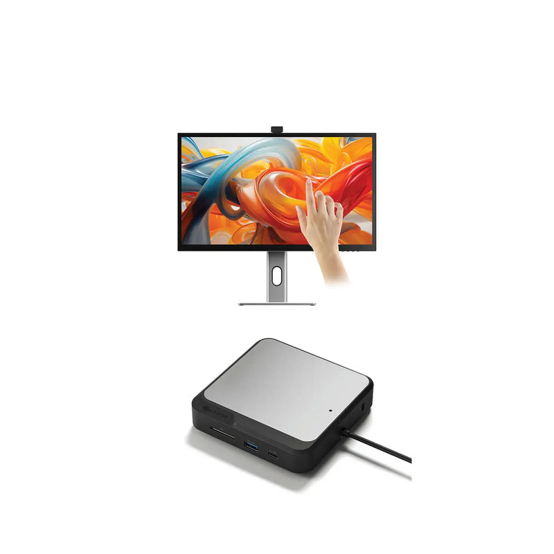 Alogic Clarity Pro Touch 27" UHD 4K Monitor with 65W PD, Webcam and Touchscreen + Dual 4K Universal Docking Station – DisplayPort Edition - B27CPTCD2