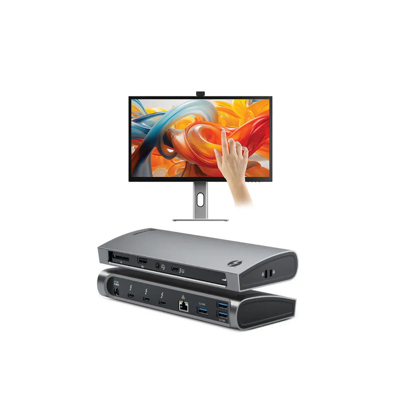 Alogic Clarity Pro Touch 27" UHD 4K Monitor with 65W PD, Webcam and Touchscreen + Thunderbolt 4 BLAZE Docking Station - B27CPTTB4D