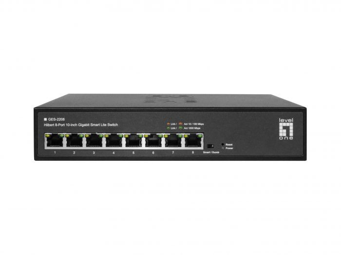 LevelOne GES-2208 Hilbert 8-Port 10-inch Gigabit Smart Lite Switch -52091803101