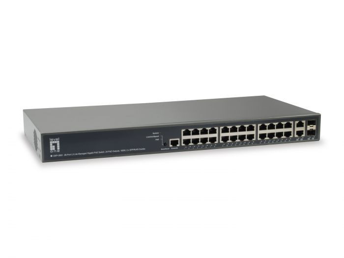 LevelOne GEP-2681 TURING 26-Port L3 Lite Managed Gigabit PoE Switch, 24 PoE Outputs, 185W, 2 x SFP/RJ45 Combo -59924803 LevelOne GEP-2681 TURING 26-Port L3 Lite Managed Gigabit PoE Switch, 24 PoE Outputs, 185W, 2 x SFP/RJ45 Combo -59924803