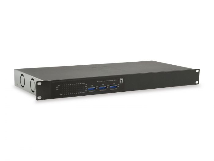 LevelOne FGP-2601W150, 26-Port Fast Ethernet PoE Switch, 24 PoE Outputs, 2 x Gigabit RJ45, 150W -52087403