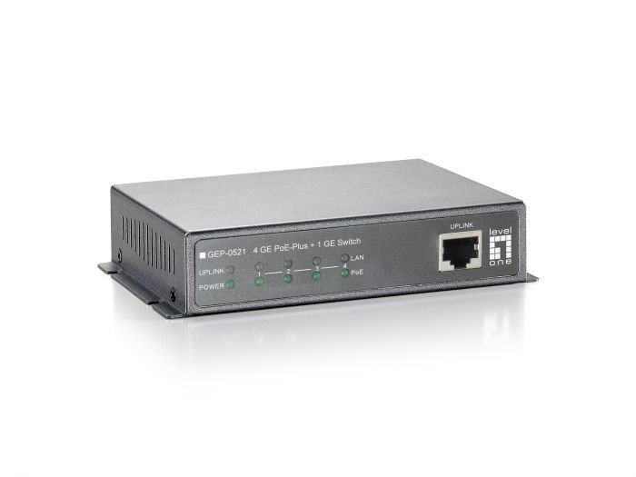 LevelOne GEP-0521 4 GE PoE-Plus + 1 GE Switch, 115W, 1 Gigabit port and 4 Gigabit PoE ports -570767