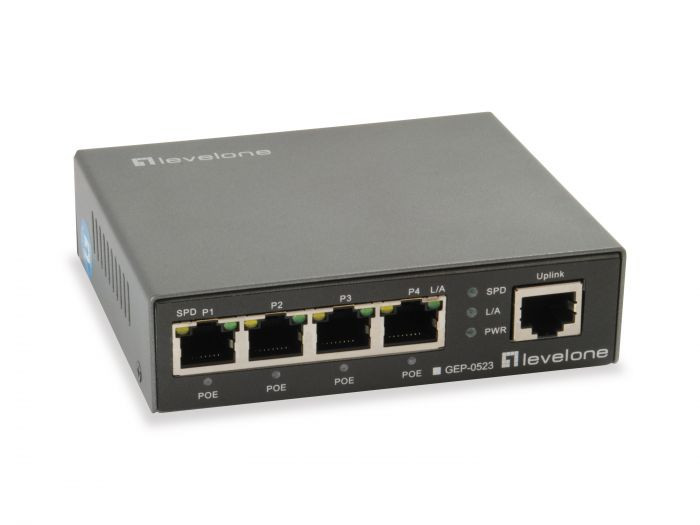 LevelOne GEP-0523, 5-Port Gigabit PoE Switch, 802.3at/af PoE, 4 PoE Outputs, 60W -57081803