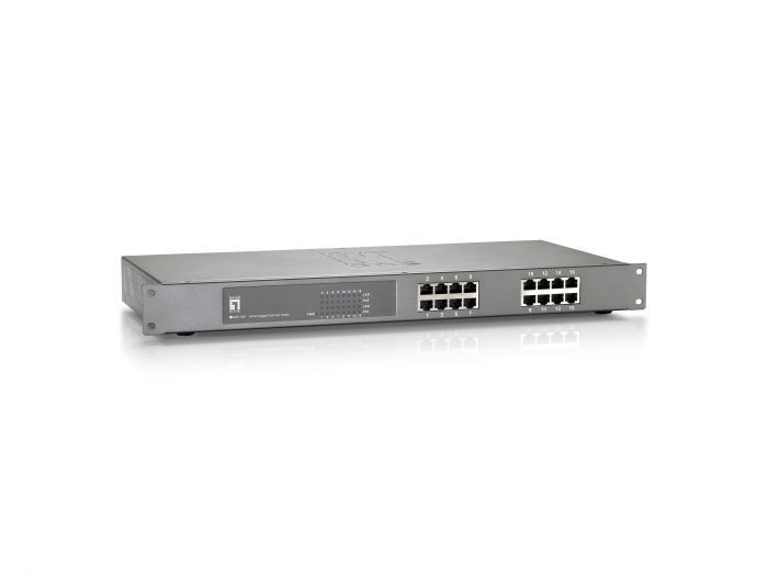 LevelOne GEP-1621 16-Port Gigabit PoE-Plus Switch, 240W, 16 PoE-Plus Gigabit Ethernet ports -599013