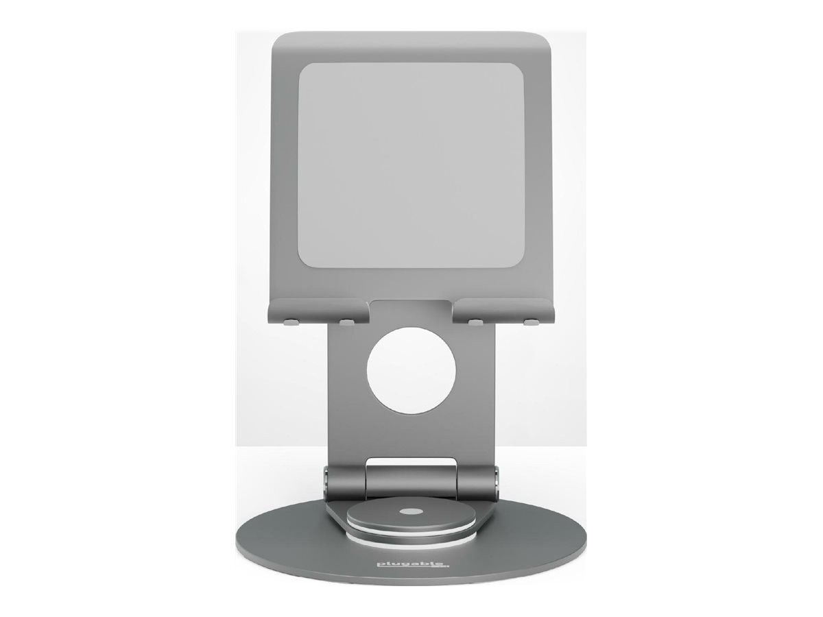 Plugable Swivel Tablet Stand Holder, 360 Rotating Base Tablet Holder for Phones and Tablets up to 12.9, Adjustable and Foldable iPad Stand - PT-STAND1