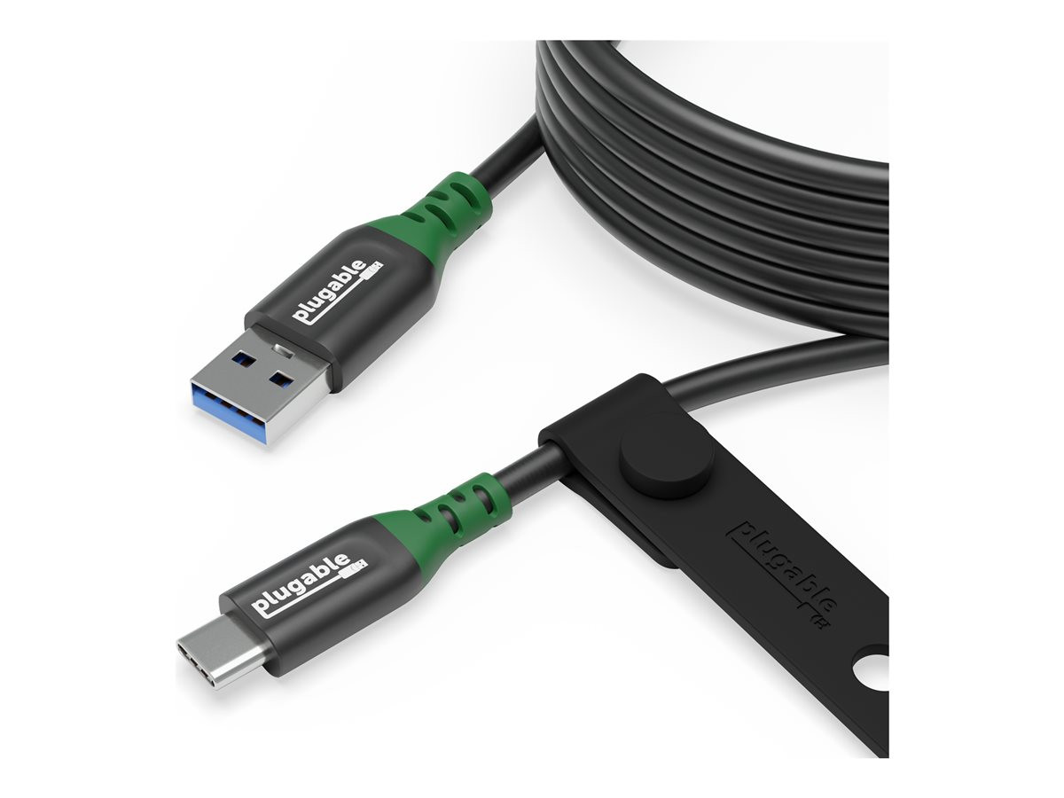 Plugable USB C to USB A Cable, USB 3.2 Gen 2 USB Cables, 3A (15W) Charging USB C Data Cable 5Gbps for iPhone 15, iPad, Samsung Galaxy, Tablets, Laptops, 6 Feet with Cable Management Strap - USBC-A2M