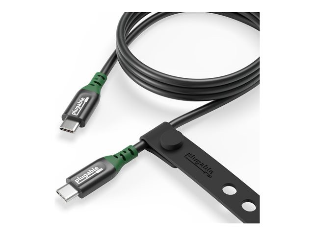 Plugable USB C to USB C Cable, 240W USB C Charging Cable 20Gbps, 4K 120Hz, 8K 60Hz USB-C Monitor, iPhone, MacBook, iPad, Samsung Galaxy, 3.3 Feet with Silicone Cable Management Strap - USBC-240W-1M