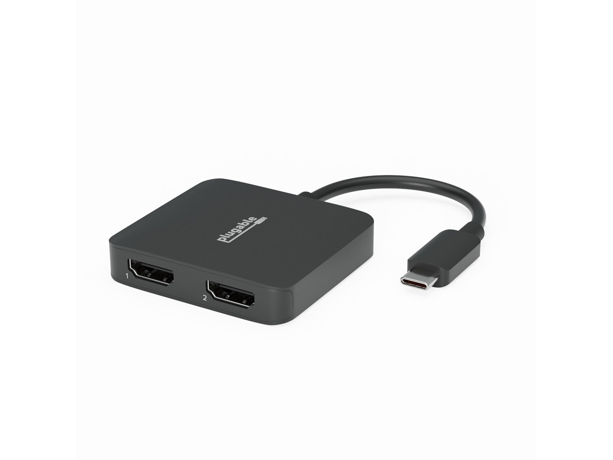 Plugable USB C to HDMI Adapter for Dual Monitors, 4K 60Hz USB C Hub for Windows and Chromebook, Driverless - USBC-MSTH2