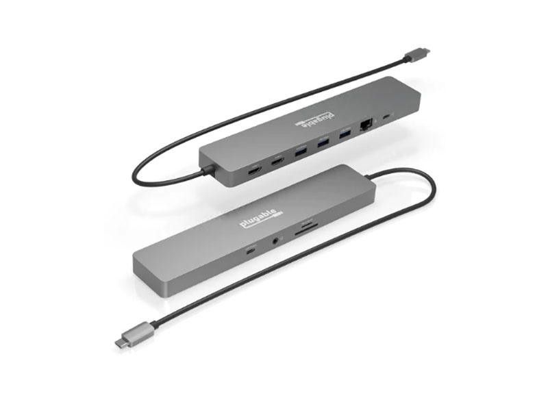 Plugable 11-in-1 USB-C Docking Station, 100W Pass-through Charging, Dual Monitor with 4K 60Hz HDMI, Compatible with Thunderbolt, USB-C Windows, Chromebooks, 1x USB-C, SD, Ethernet - USBC-11IN1E