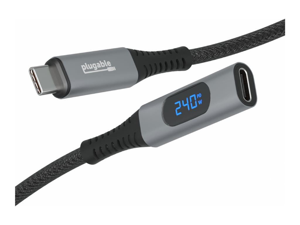 Plugable USB-C Extension Cable w 240W Power Meter - USBC-METER3-1MF