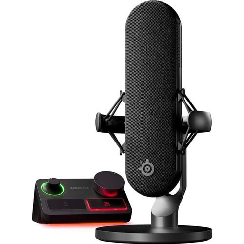 Steelseries Alias Pro Wired Noise Cancelling, Condenser Microphone for Studio, Gaming, Broadcasting, Podcasting, Live Streaming - 50 Hz to 20 kHz - Cardioid - Shock Mount, Desktop, Boom - XLR, USB Type C - 61596