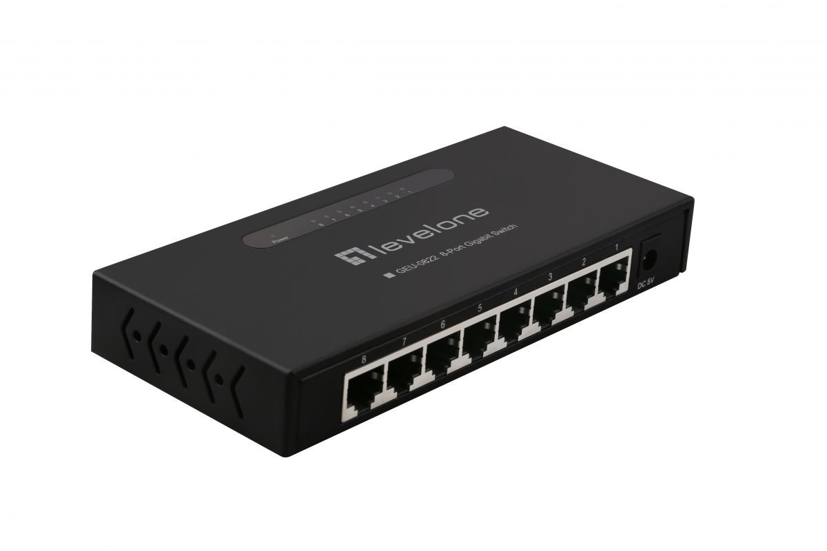 Levelone GEU-0822 8-Port Gigabit Switch - 8 Gigabit Ethernet Ports - 10/100/1000Mbps Wire Speed Transmission And Reception - 53082203301