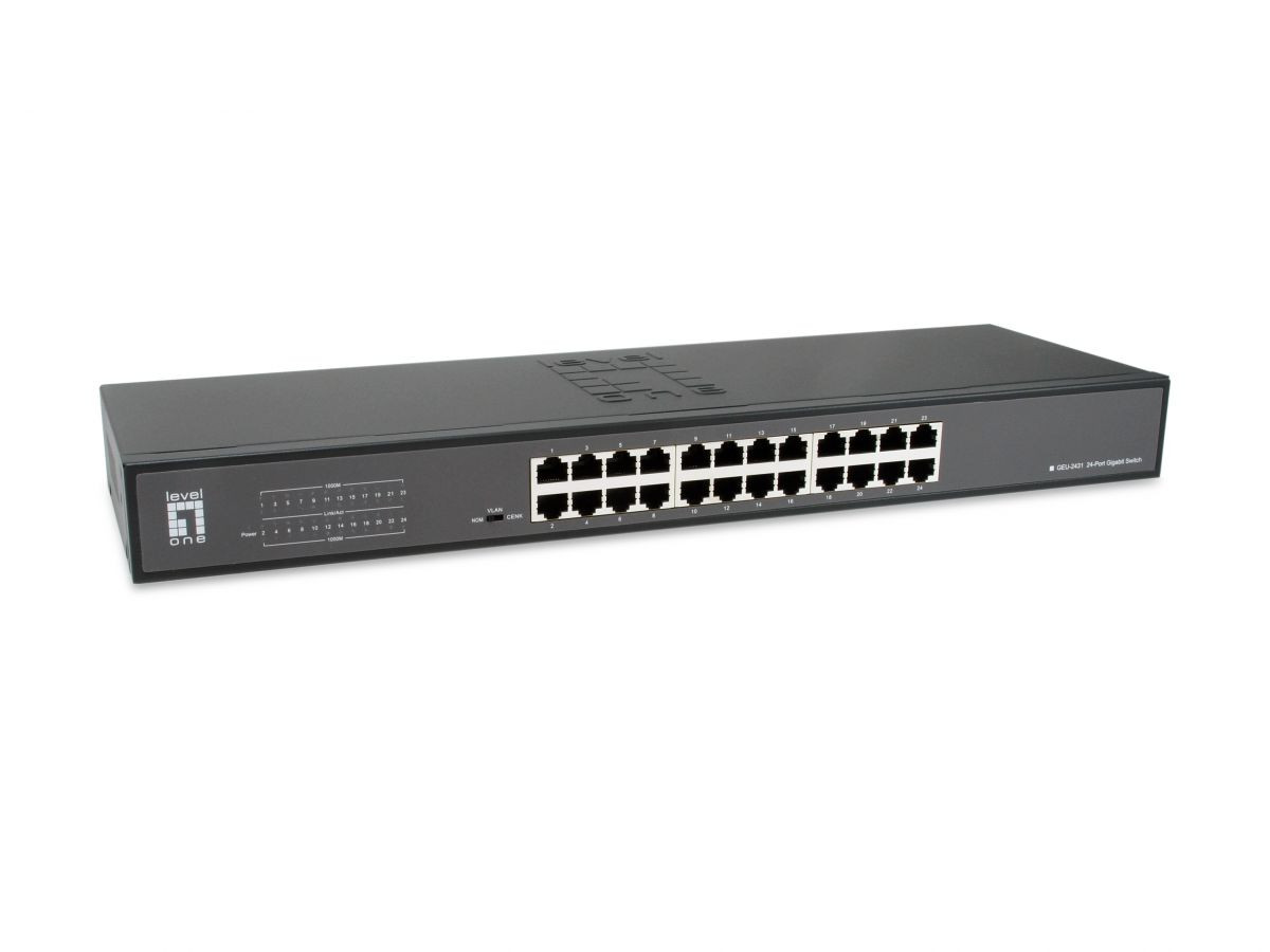 Levelone GEU-2431 24-Port Gigabit Switch - 24 Gigabit Ethernet Ports - 10/100/1000Mbps, Full/Half-Duplex, Auto-Negotiation, Auto-MDI/MDIX - 53016403101