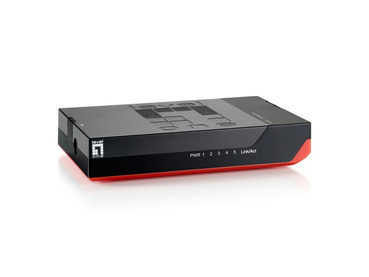 Levelone GSW-0507 5-Port Gigabit Switch - 5 Gigabit Ethernet ports - 1000Mbps full-duplex, 10/100Mbps full/half-duplex, auto-negotiation, auto-MDI/MDIX - 53014703601