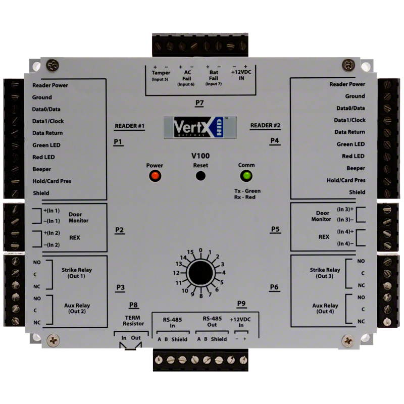 HID VertX V100 Door/Reader Interface, Access Control Processing For Two Readers/Two Doors -VertX V100