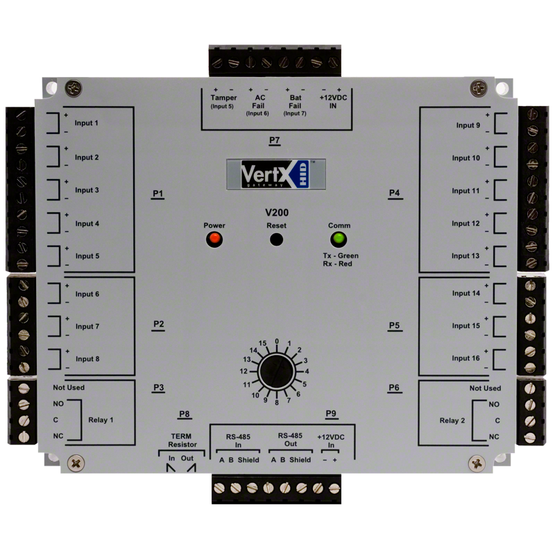 HID VertX V200 Input Monitor Interface, Alarm Input Processing For Up To 16 Zones -VertX V200