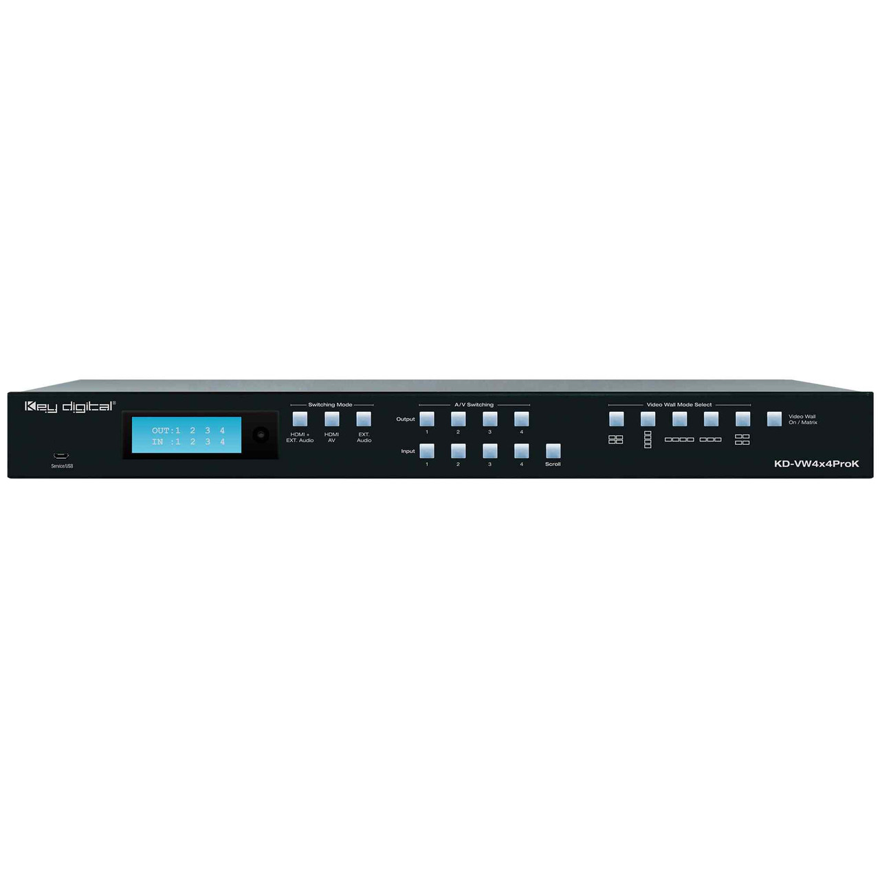 Key Digital Video Wall Processor Matrix with 4 HDMI Inputs and 4 Outputs - KD-VW4x4ProK