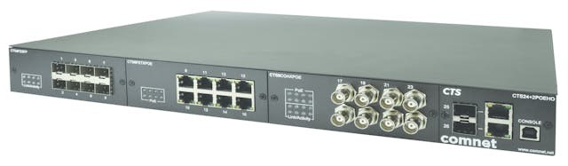 ComNet CTS24+2 Switch Chassis - 24 Ports - Manageable - Gigabit Ethernet - 100Base-FX, 1000Base-X, 1000Base-T - 2 Layer Supported - Modular - 2 SFP Slots - Twisted Pair, Optical Fiber - 1U High - Rack-mountable - CTS24+2 ComNet CTS24+2 Switch Chassis - 24 Ports - Manageable - Gigabit Ethernet - 100Base-FX, 1000Base-X, 1000Base-T - 2 Layer Supported - Modular - 2 SFP Slots - Twisted Pair, Optical Fiber - 1U High - Rack-mountable - CTS24+2