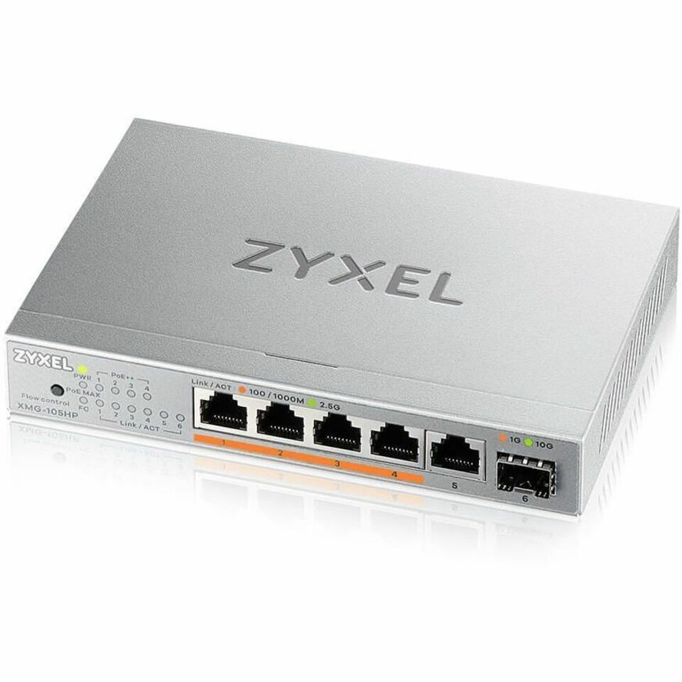 Zyxel 5-Port 2.5G PoE Unmanaged Switch with 10G Uplink - XMG105HP