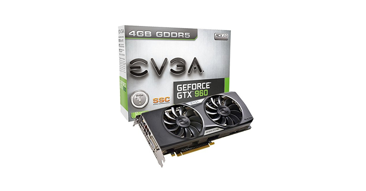 EVGA Geforce Gtx 960 Supersc Acx 2.0+ - Graphics Card - Gf Gtx 960 - 4 Gb Gddr5 - Pcie 3.0 - Dvi, Hdmi, 3 X Displayport - 04G-P4-3966-KR