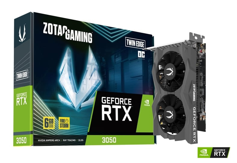 Zotac Gaming Geforce Rtx 3050 Twin Edge Oc 6G Gddr6 96 Bit 1477/14000 Directx 12 3 Dp+Hdmi 2304 Cuda Cores - ZT-A30510H-10L