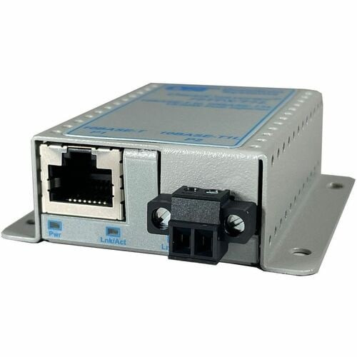 Omnitron OmniConverter 10TPS/T1L 10BASE-T PoE+ to 10BASE-T1L Media Converter RJ-45 T1L Terminal, Wallmount - 1 x 10BASE-T PoE+, 1 x 10BASE-T1L, DC Terminal Powered, Lifetime Warranty - 2010-010-F