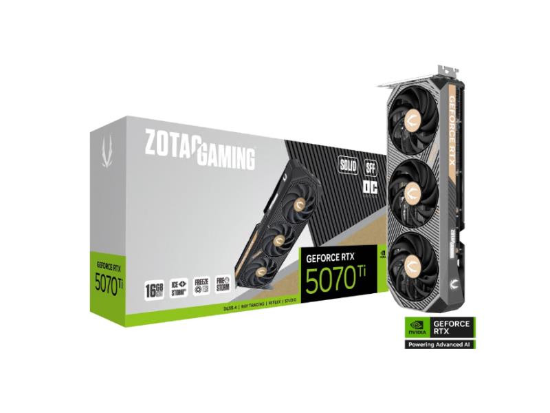 Zotac Gaming Geforce Rtx 5070Ti Solid Sff Oc 16G Gddr7 256 Bit 2482/28000 Mem Mhz 3 Dp+Hdmi - Powered By The Nvidia Blackwell Architecture And Dlss 4 - ZT-B50710J3-10P