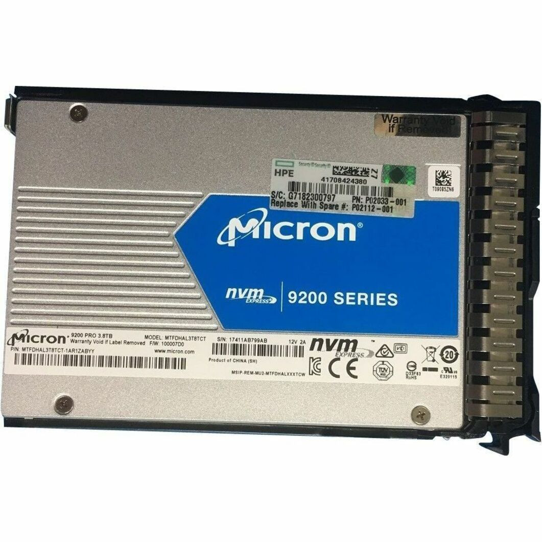 HPE 3.80 TB Solid State Drive - 2.5" Internal - PCI Express NVMe (PCI Express NVMe x4) - Read Intensive - P02112-001