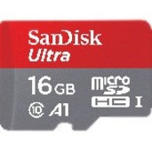Sandisk Ultra 16 GB Class 10/UHS-I (U1) microSDHC - 1 Pack - SDSQUNS-016G-GN3MN