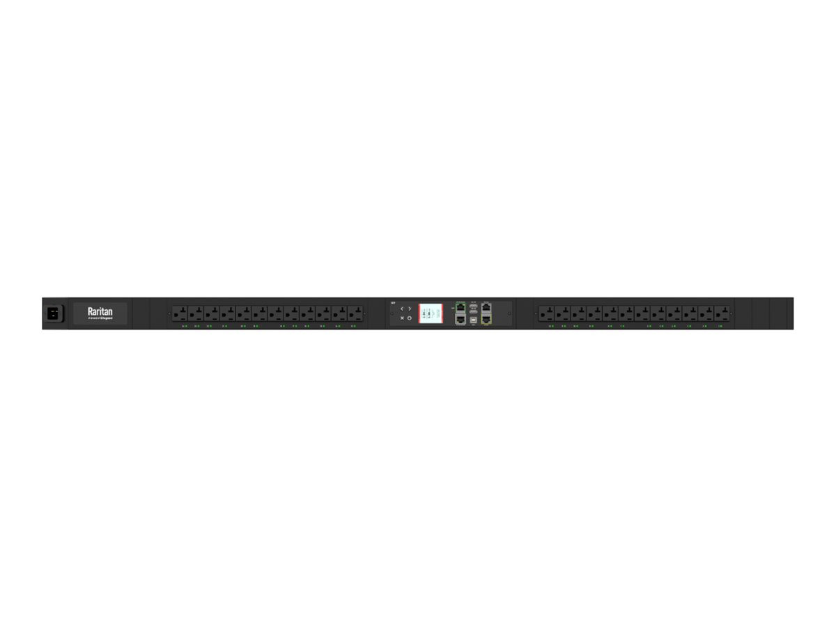Raritan PX4-5475C 24-Outlets PDU - Switched with Metered-by-Outlet - IEC 60320 C20 (2P3W) - 24 x NEMA 5-20R - 120 V AC - Network (RJ-45) - 9.84 ft Cord Length - 0U - Button Mount, Rack-mountable - PX4-5475C