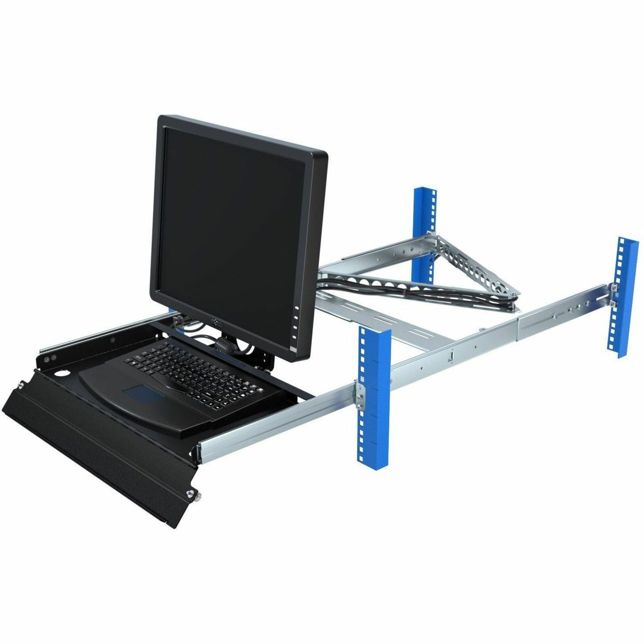 Rack Solutions 2U 4-Post Sliding Rackmount Monitor And Keyboard Tray - Works With Any 15 Inch To 19 Inch Vesa Monitor - With Usb Keyboard With Trackpad - Black In Color - Mounting Depth Is 15.5 Inches To 31.5 Inches - 2UKVM-125USB
