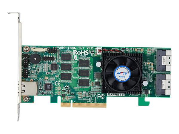 Areca 16-Ports PCIe Gen 4.0 Tri-Mode RAID Adapters ( W/ SFF-8654 8i to 2x 8643 4i Cable) - 1886-16I-43