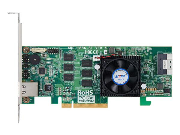 Areca 8-Ports PCIe Gen 4.0 Tri-Mode RAID Adapters ( W/SFF-8654 8i to 2x 8643 4i Cable) - 1886-8I-43