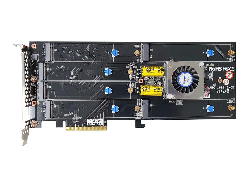 Areca 6-PORT M.2 NVME HARDWARE RAID ADAPTERS - 1686-6NOD