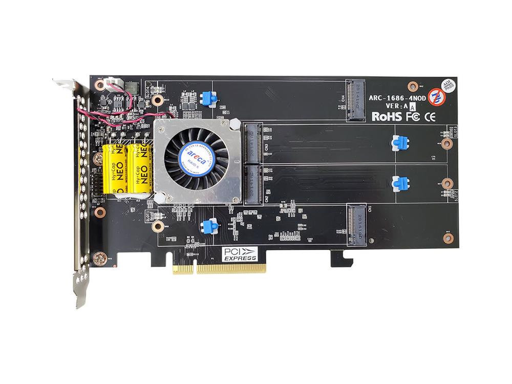 Areca 4-PORT M.2 NVME HARDWARE RAID ADAPTERS - 1686-4NOD