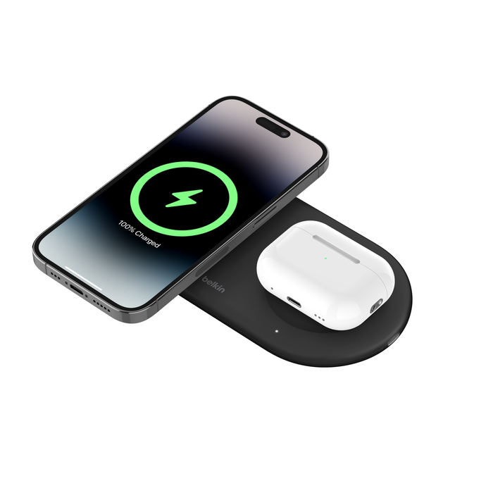 Belkin Boost Charge Pro 2-in-1 Magnetic Wireless Charging Pad with Qi2. - WIZ021TTBK